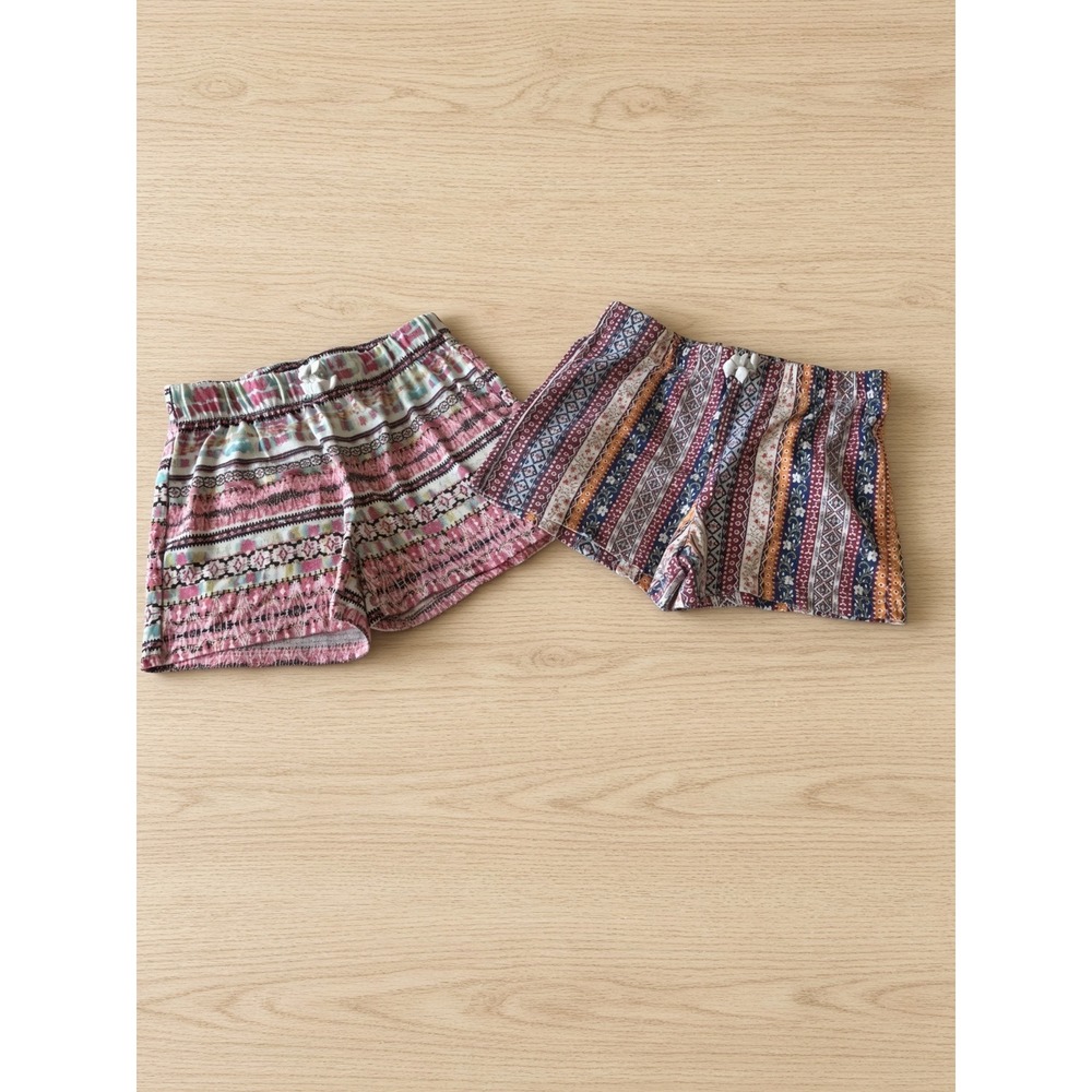 The Childrens Place Girls Shorts 2 Pack Size M 7/8 Pink Blue Boho Tribal Knit